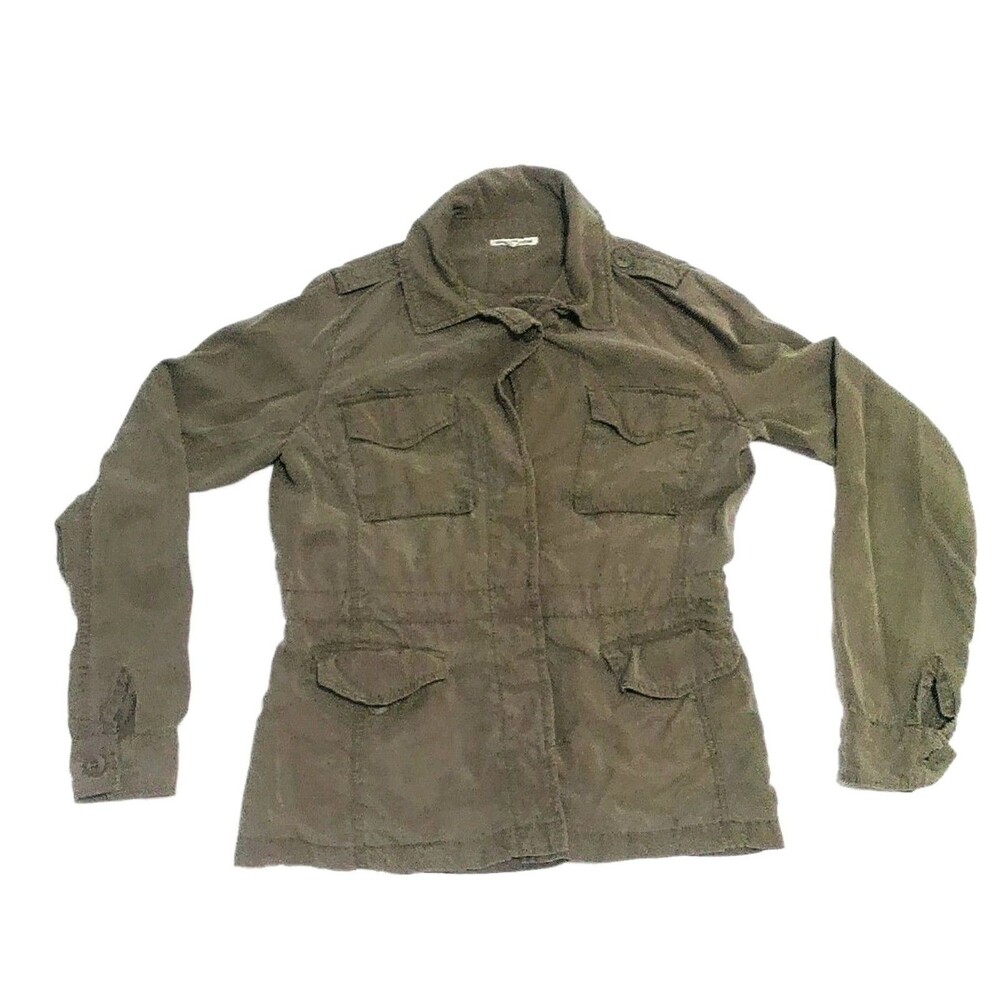 DRESS BARN WOMEN UTILITY JACKET GREEN M LIGHTWEIGHT OUTDOOR LONG SLEEVE